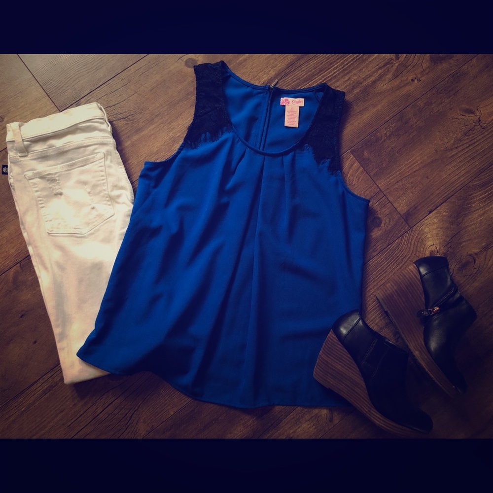 Electric blue w/ lace top